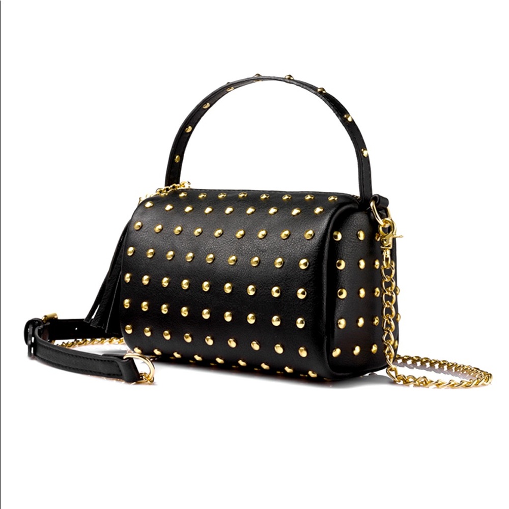 Black Mini Purse with Gold Studs